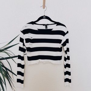 Cue The Sun Collection- Striped Ribbed Crop Top